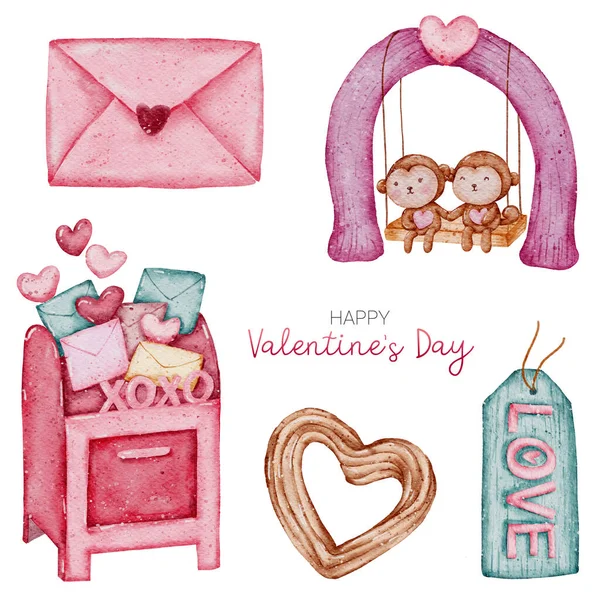 Valentine Day Watercolor — Stock Photo, Image