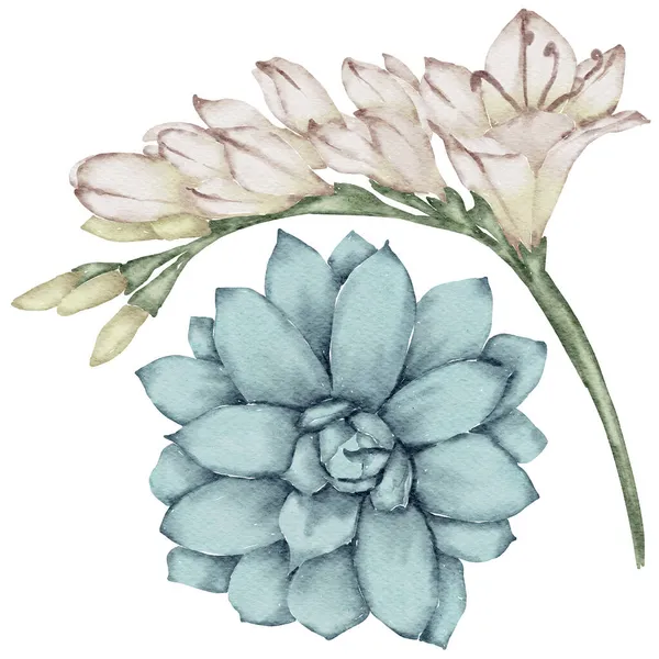 Flower Element Aquarel Bruiloft Bloem — Stockfoto