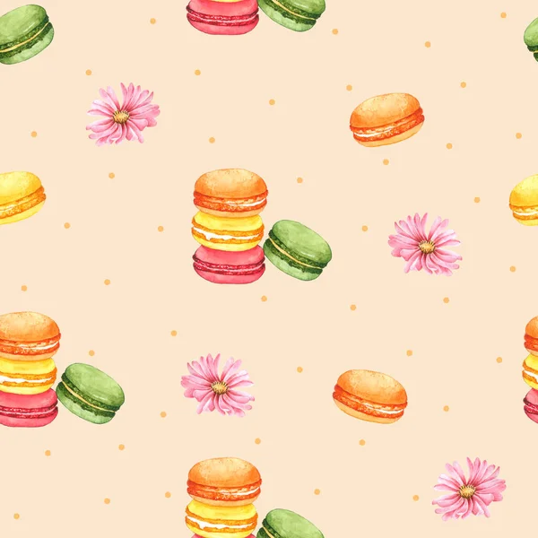 Seamless Pattern Macaroon Pink Flower Packaging Yellow Background Children Clothing — Stock Photo, Image