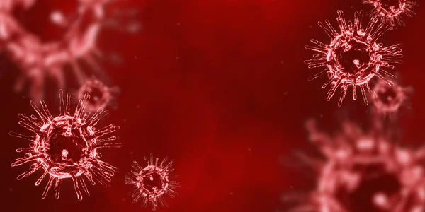 3Dイラストの顕微鏡背景下のコロナウイルスCovid — ストック写真