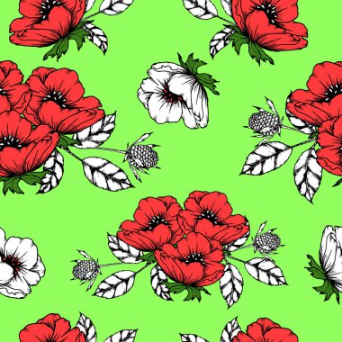 Güller ve Kelebek Kusursuz Desensiz El çizildi