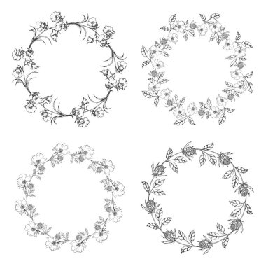 Çiçek Çelengi Koleksiyonu El Tasarım için Boş Çerçeve Çizer