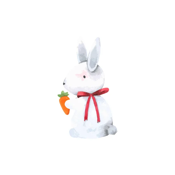 Bunny Aquarell Cartoon Set Vorhanden Nettes Kaninchen Isoliert Auf Weißem — Stockvektor