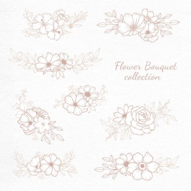 El çizimi çiçek ve yaprak