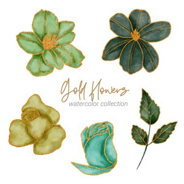 Çiçek elementi suluboya düğün çiçeği