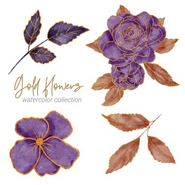 Çiçek elementi suluboya düğün çiçeği