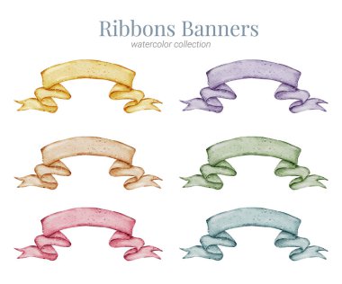 Kurdele pankartı suluboya koleksiyonu