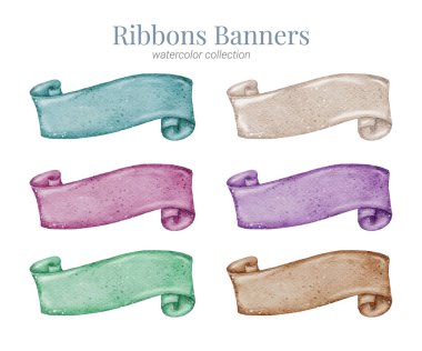 Kurdele pankartı suluboya koleksiyonu