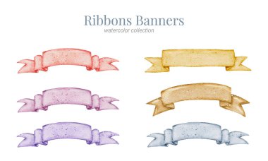 Kurdele pankartı suluboya koleksiyonu