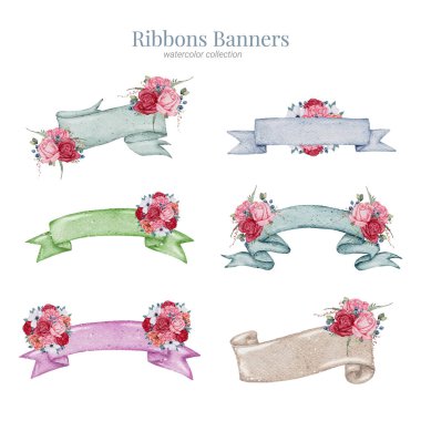 Kurdele pankartı suluboya koleksiyonu