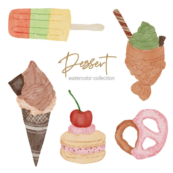 Dessert Aquarell Handfarbe — Stockvektor