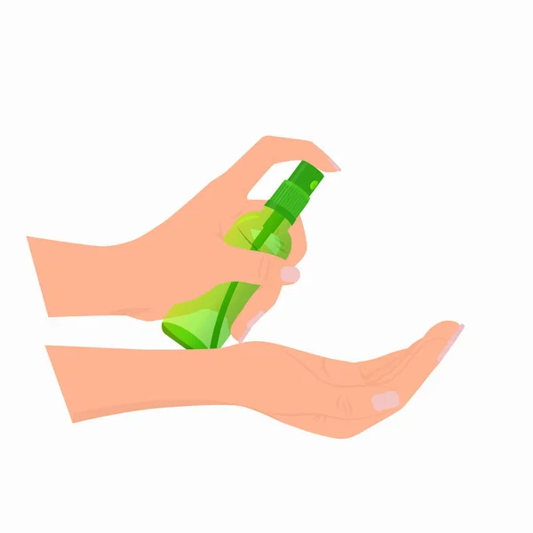 Ilustração Vetorial Spray Higienizador Mão Sobre Fundo Branco — Vetor de Stock