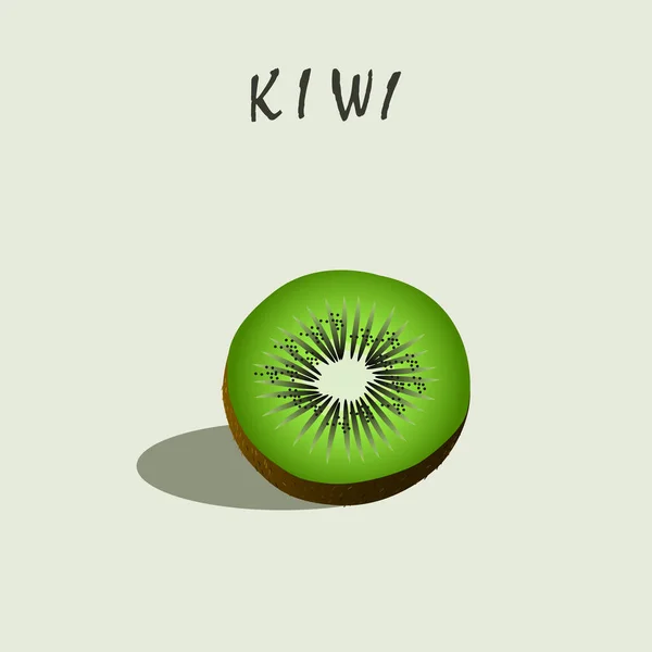 Illustration Vectorielle Kiwi Isolé Sur Fond Gris — Image vectorielle