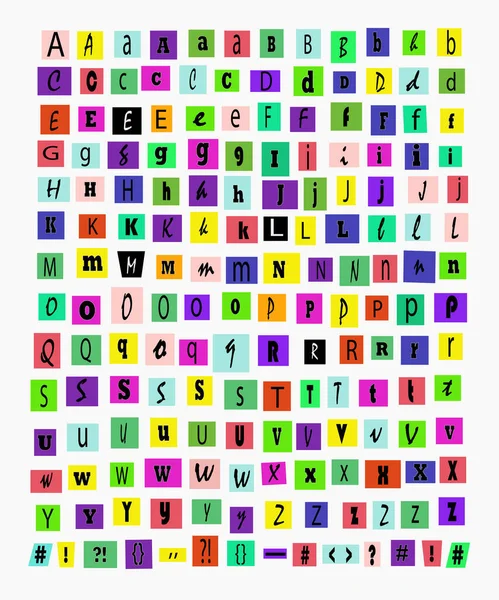 Colorful Alphabet Collage Isolated White Background Vector Illustration — Stock Vector