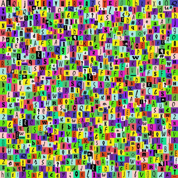 Harflerle dolu renkli bir geçmiş. Vektör illüstrasyonu.