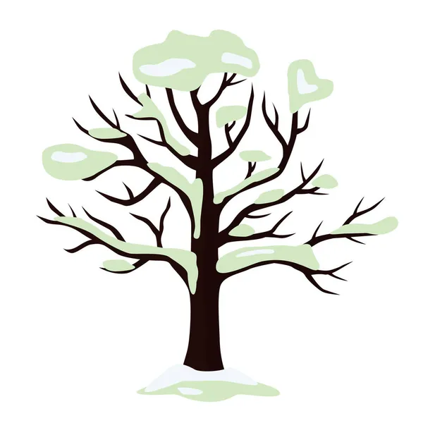 Vektorová Ilustrace Stromu Zimě Izolované Bílém Pozadí — Stockový vektor