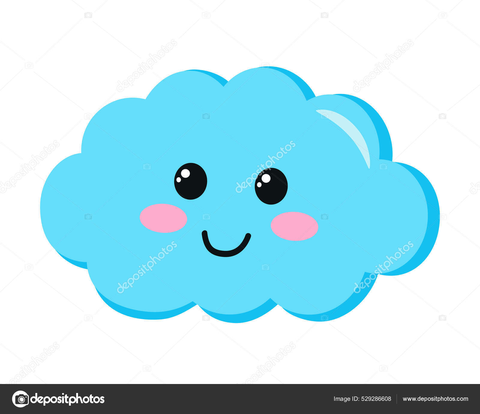 Vector Illustration Cartoon Cloud Face Emotions White Background Stock