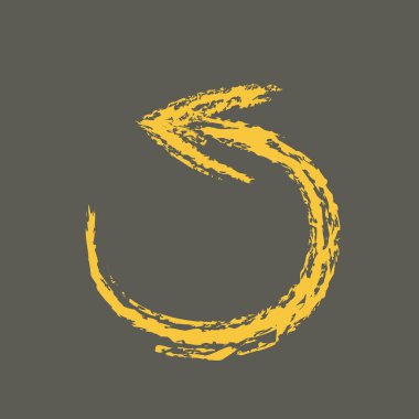 Gri arka planda tebeşir etkisi olan sarı yuvarlak ok. Vektör illüstrasyonu.