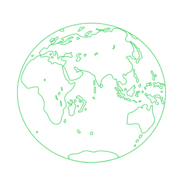 Vector illustration of a green planet Earth on white background.