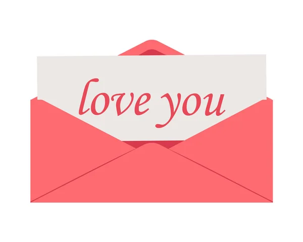 Beyaz arka planda izole edilmiş pembe aşk mektubu. Vektör illüstrasyonu.