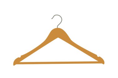 Vector illustration of a wooden clothes hanger isolated on a white background.