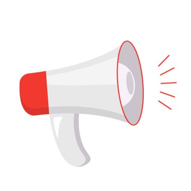 Düz bir şekilde megafonun vektör çizimi. Haber, tanıtım, medya, mesaj, propaganda, yayın.