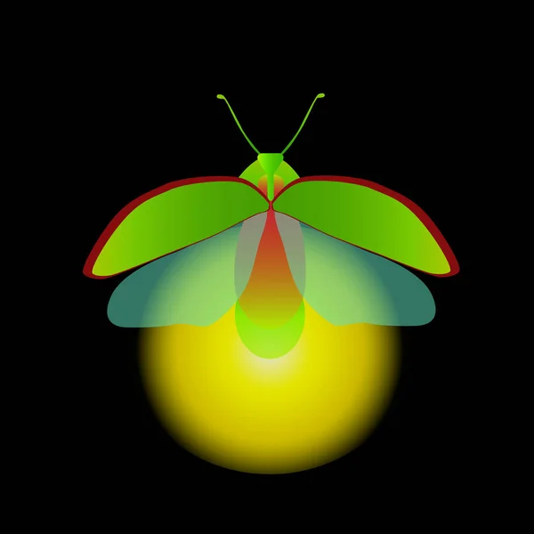 Illustrazione Vettoriale Lombrico Verde Sfondo Nero — Vettoriale Stock