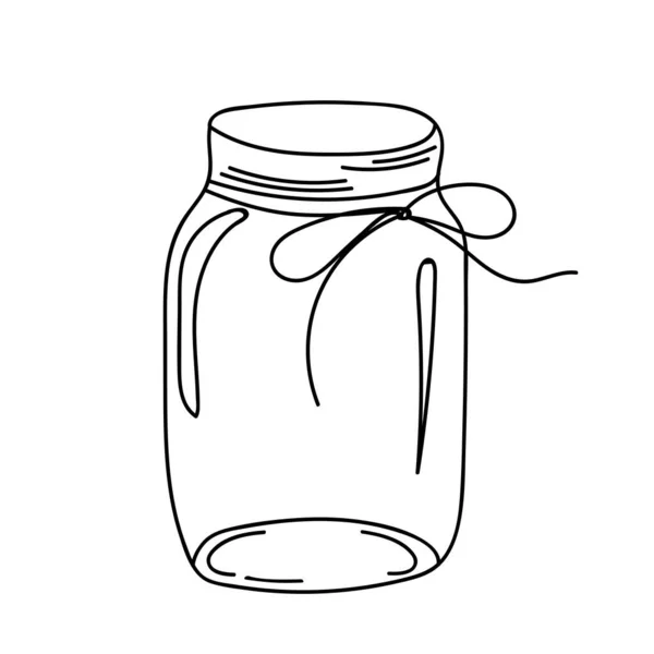Vector Illustration Glass Jar Doodle Style Isolated White Background — Stock Vector