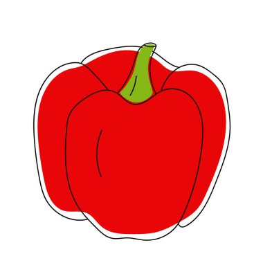 Beyaz arkaplanda izole edilmiş kırmızı dolma biberinin vektör çizimi.