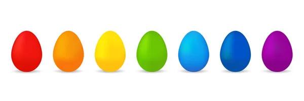 Conjunto Ovos Coloridos Páscoa Fundo Branco — Vetor de Stock