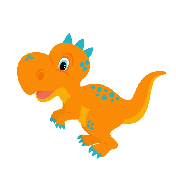 Little Orange Tyrannosaurus Cub Blue Spots White Background — Stock Vector