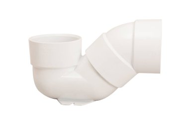 Beyaz arkaplanda izole edilmiş PVC tesisatı, beyaz arka planda izole edilmiş su için boru tübü, su boru hattı için plastik tesisat