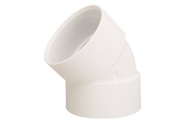 Beyaz arka planda PVC tesisatları, beyaz zemin üzerinde izole su için boru tübü, su boru hattı için plastik tesisat