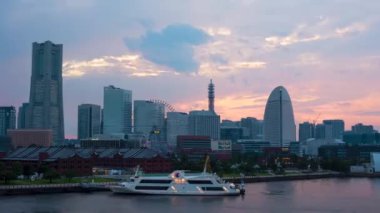 Yokohama city skyline at sunset