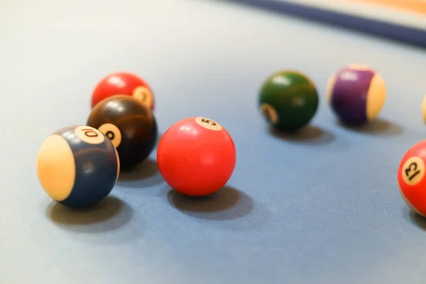 Bilardo Masasındaki Bilardo Toplarını Kapatın — Stok fotoğraf