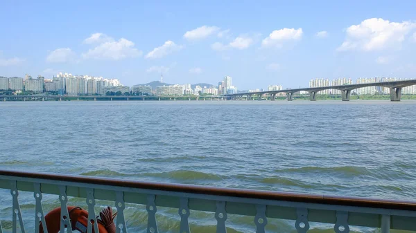 Blick Vom Balkon Des Kreuzfahrtschiffes Han Fluss Seoul Südkorea — Stockfoto