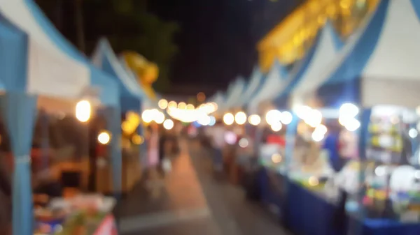 Rua Desfocada Andando Mercado Noturno Após Confinamento Bangkok Tailândia — Fotografia de Stock