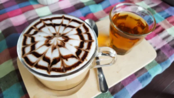 Homályos Forró Kávé Latte Art Tea — Stock Fotó