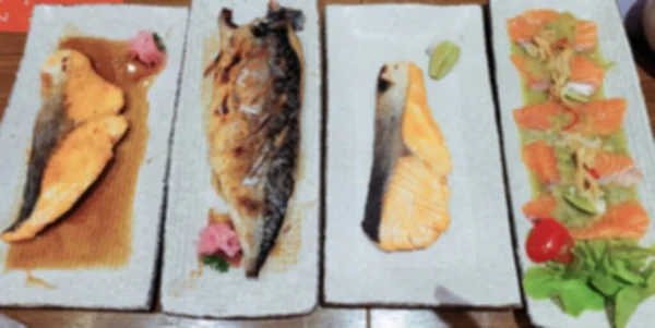Niewyraźne Japońskie Jedzenie Tabeli — Zdjęcie stockowe