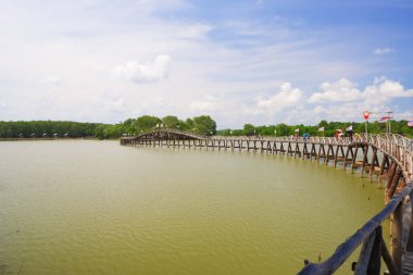  Chumphon ili Nong Yai 'deki tahta köprü, Tayland' ın güneyinde.