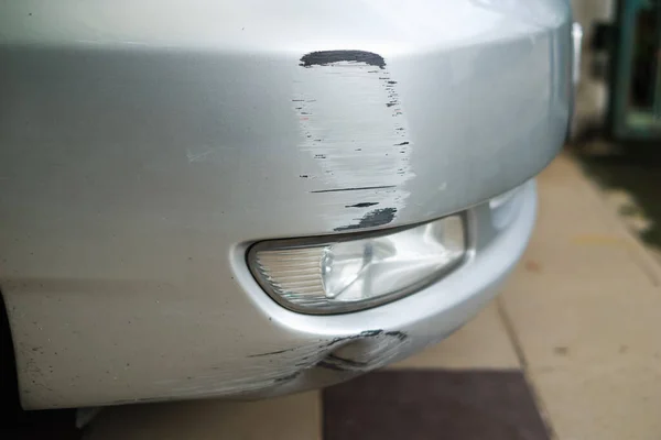 Close Bumper Scratch Crashed Car — Stock Photo, Image