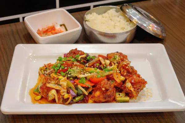 Słodki Kwaśny Kurczak Koreański Żywności — Zdjęcie stockowe