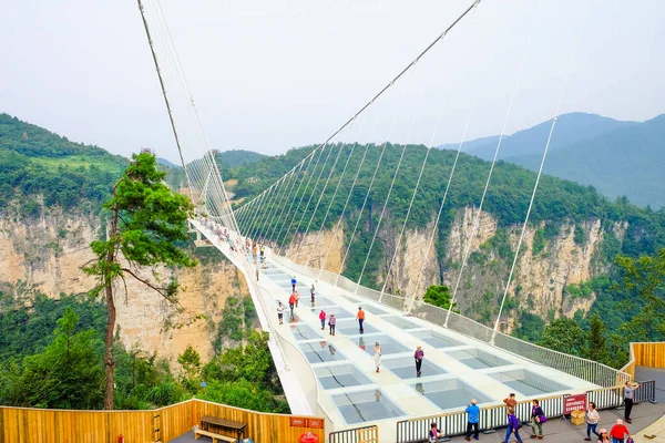 Zhangjiajie 'nin Ulusal Orman Parkı Zhangjiajie' nin Büyük Kanyonu Çin 'deki Cam Alt Köprüsü