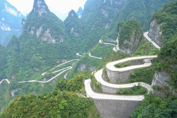 Strada Tortuosa Tianmen Shan Montagna Cina — Foto Stock