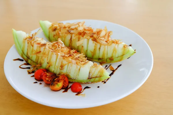 Salad Melon Topping Katsuo Fusion Food Style Jepang Atas Meja — Stok Foto