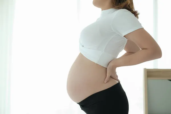 Asijské Těhotné Ženy Mají Bolesti Zad — Stock fotografie