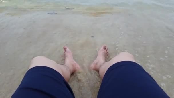 Wellen Krachen Mit Menschenbein Auf Die Küste — Stockvideo