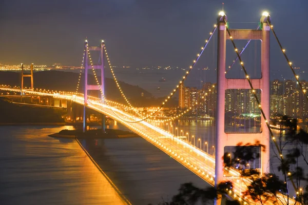 Tsing Bridge Hong Kong Night Day — Stock fotografie