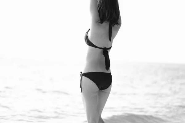 Portrait Asiatique Femme Sexy Bikini Bord Mer Vie Heureuse Sur — Photo