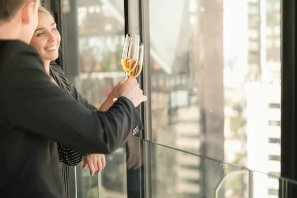 stock image two Business man and woman People Party Celebration Success after working in cafe